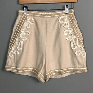 PAT BO shorts size 6 Linen Blend High Waist Marching Band Boho Feminine